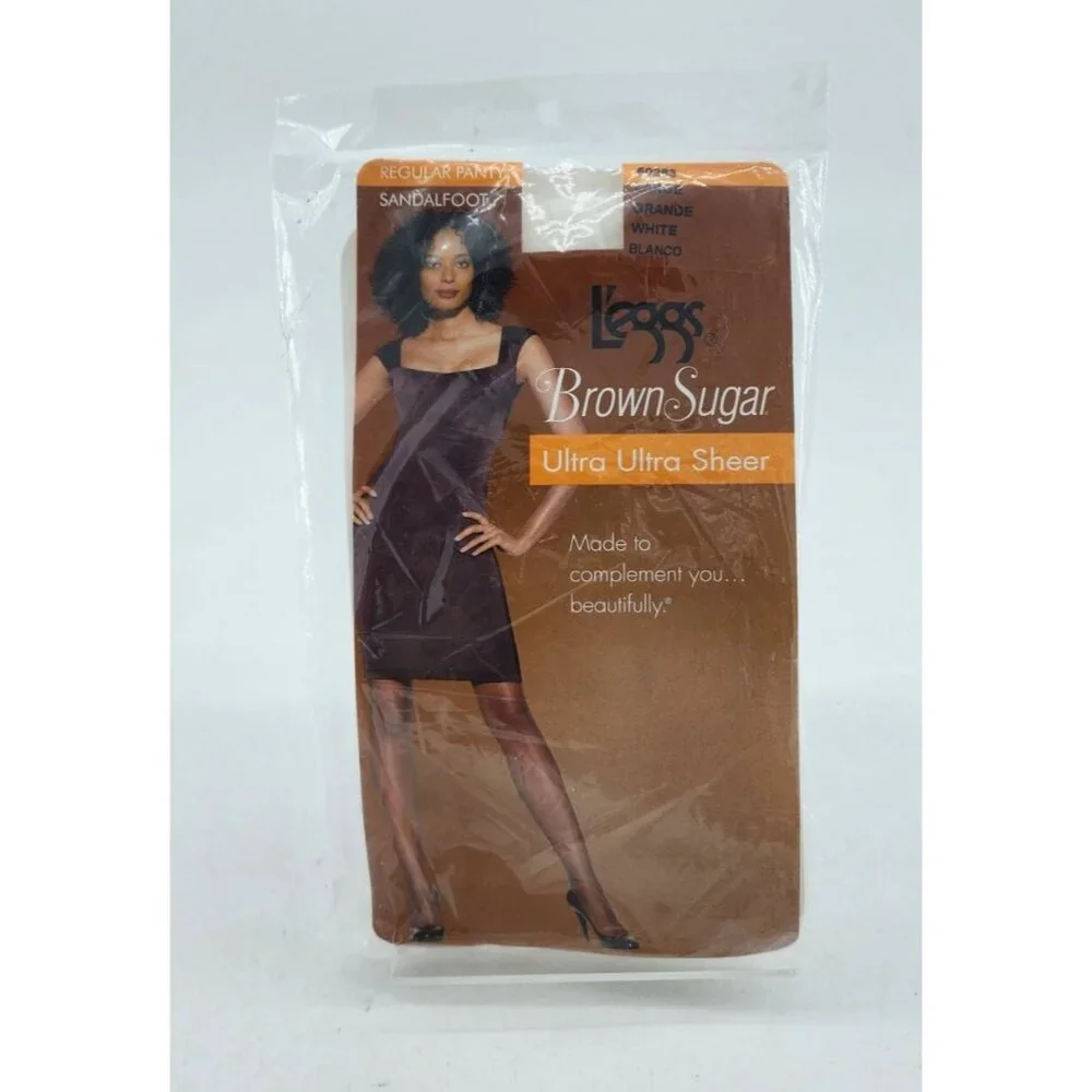 L'eggs Brown Sugar Ultra Ultra Sheer Sandalfoot Pantyhose 50263 White Size Large
